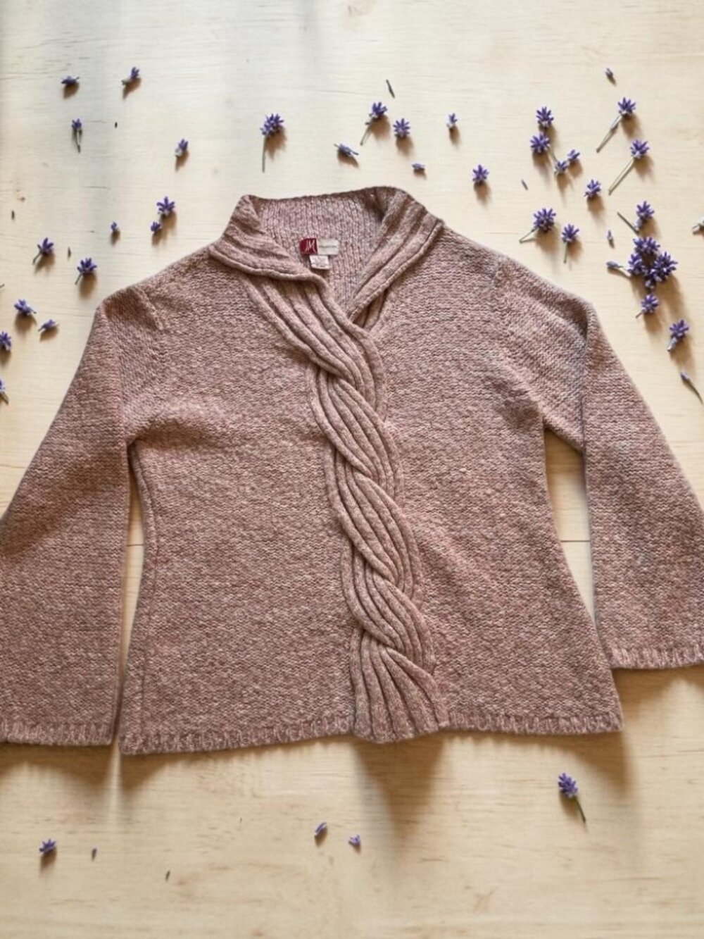 JM Collection Wool Blend‎ Fishermans Sweater Women's Large Pink
